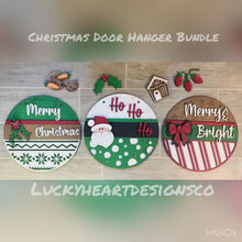 Load and play video in Gallery viewer, Holiday Door Hanger Bundle File SVG, Complete DIY KIT, Christmas Hanukkah Sign Glowforge, LuckyHeartDesignsCo
