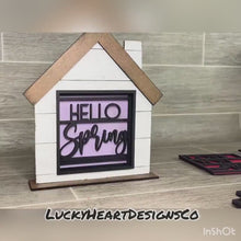 Load and play video in Gallery viewer, Simple Modern Interchangeable Leaning Sign File, Tiered Tray, Glowforge, LuckyHeartDesignsCo
