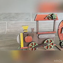 Load and play video in Gallery viewer, Fall Standing Train File, Glowforge, Pumpkin, Sunflower, Pumpkin Spice, Tiered Tray, LuckyHeartDesignsCo
