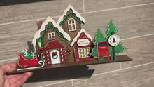 Load and play video in Gallery viewer, Standing Christmas Houses Santa&#39;s Village File SVG, Glowforge, LuckyHeartDesignsCO
