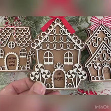 Load and play video in Gallery viewer, Gingerbread House Christmas Ornament File SVG, File SVG, My Our Firts Home, Glowforge, LuckyHeartDesignsCo
