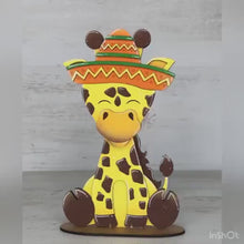 Load and play video in Gallery viewer, Giraffe Animal Hats Interchangeable MINI File SVG, Seasonal Leaning sign, Christmas, Holiday, Tiered Tray Glowforge, LuckyHeartDesignsCo
