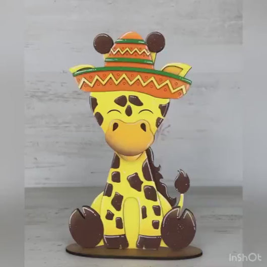 Giraffe Animal Hats Interchangeable MINI File SVG, Seasonal Leaning sign, Christmas, Holiday, Tiered Tray Glowforge, LuckyHeartDesignsCo