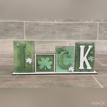 Load and play video in Gallery viewer, Standing Love Luck Reversible File SVG, Tiered Tray Valentines, St. Patrick&#39;s Day, Clover, Glowforge, LuckyHeartDesignsCo
