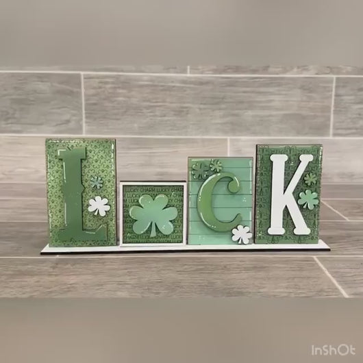 Standing Love Luck Reversible File SVG, Tiered Tray Valentines, St. Patrick's Day, Clover, Glowforge, LuckyHeartDesignsCo