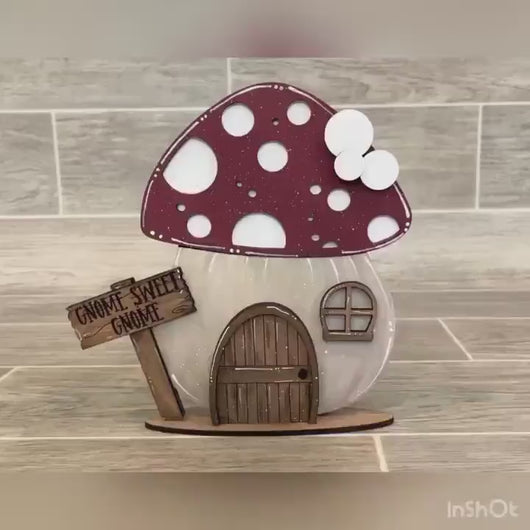 Gnome Mushroom Bee Interchangeable House File SVG, (add on) Tiered Tray, Glowforge, LuckyHeartDesignsCo