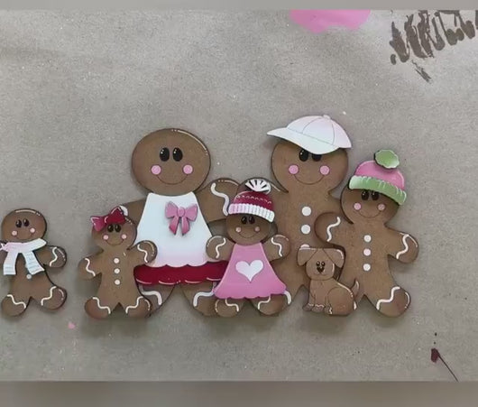 Gingerbread Man Family Customizable Standing File SVG File, Grandma, Christmas, Personalized, Glowforge, LuckyHeartDesignsCo