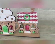 Load and play video in Gallery viewer, Gingerbread Standing Houses File SVG, Glowforge, Santa Village, Hot Cocoa, LuckyHeartDesignsCO

