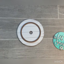 Load and play video in Gallery viewer, Interchangeable Seasonal Shiplap Round for Tiered Trays File SVG, Leaning Ladder Seasonal Shapes, Glowforge Laser, LuckyHeartDesignsCo
