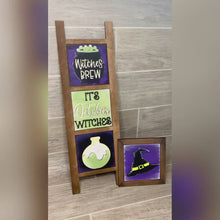Load and play video in Gallery viewer, Halloween Interchangeable Leaning Sign File SVG, Glowforge Tiered Tray, LuckyHeartDesignsCo
