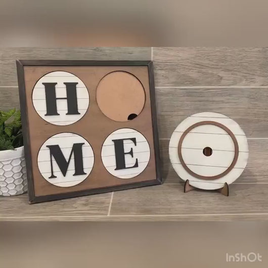 Home Square Round Interchangeable Leaning Sign File SVG, Leaning Ladder, Glowforge, LuckyHeartDesignsCO