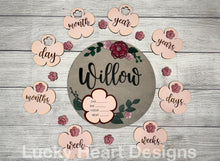 Load image into Gallery viewer, Floral Milestone Sign, SVG FILE glowforge flowers
