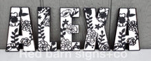 Load image into Gallery viewer, Mila Floral Alphabet File SVG, Flower Name Sign, LuckyHeartDesignsCo
