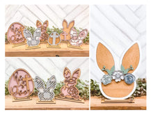 Load image into Gallery viewer, Standing Easter Bunny Egg File SVG, Glowforge He is Risen floral
