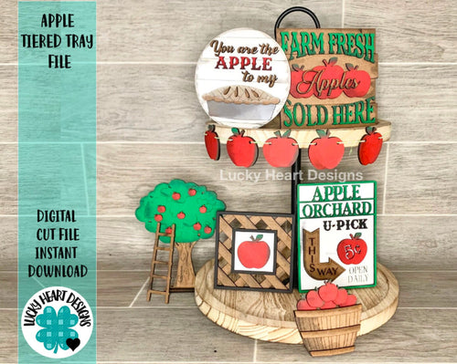 Apple Tiered Tray File SVG, Glowforge Tier Tray Fall Decor, LuckyHeartdesignsCo