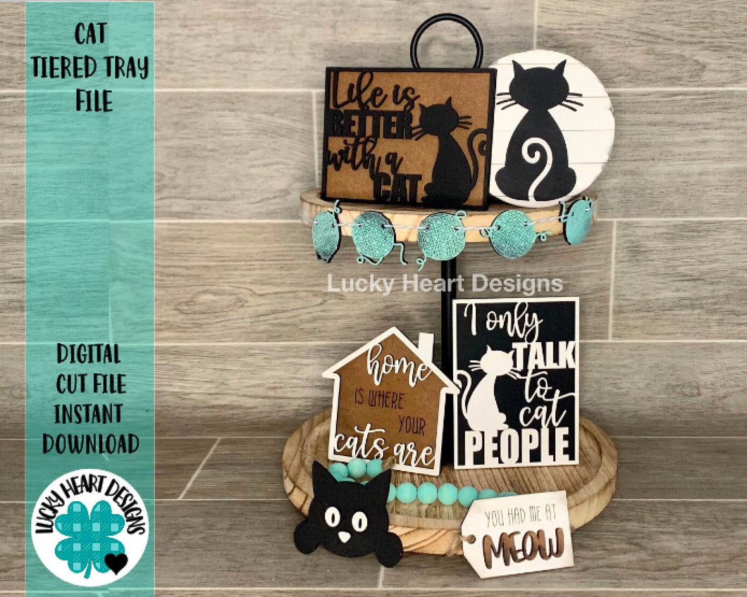 Cat Tiered Tray File SVG, Glowforge Cats Tier Tray, Pets File, LuckyHeartDesignsCo