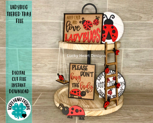 Ladybug Tiered Tray File SVG, Glowforge Tier Tray Summer
