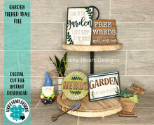 Load image into Gallery viewer, Garden Tiered Tray File SVG, glowforge laser tier tray, LuckyHeartDesignsCo
