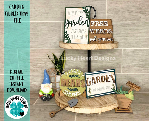 Garden Tiered Tray File SVG, glowforge laser tier tray, LuckyHeartDesignsCo