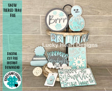 Load image into Gallery viewer, Winter Snow Tiered Tray with lighted sign file SVG
