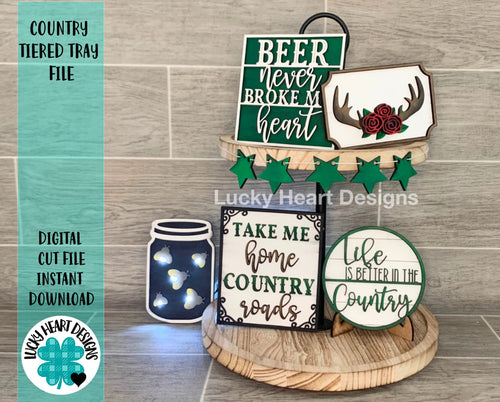 Country Tiered Tray File SVG, Glowforge Tier Tray