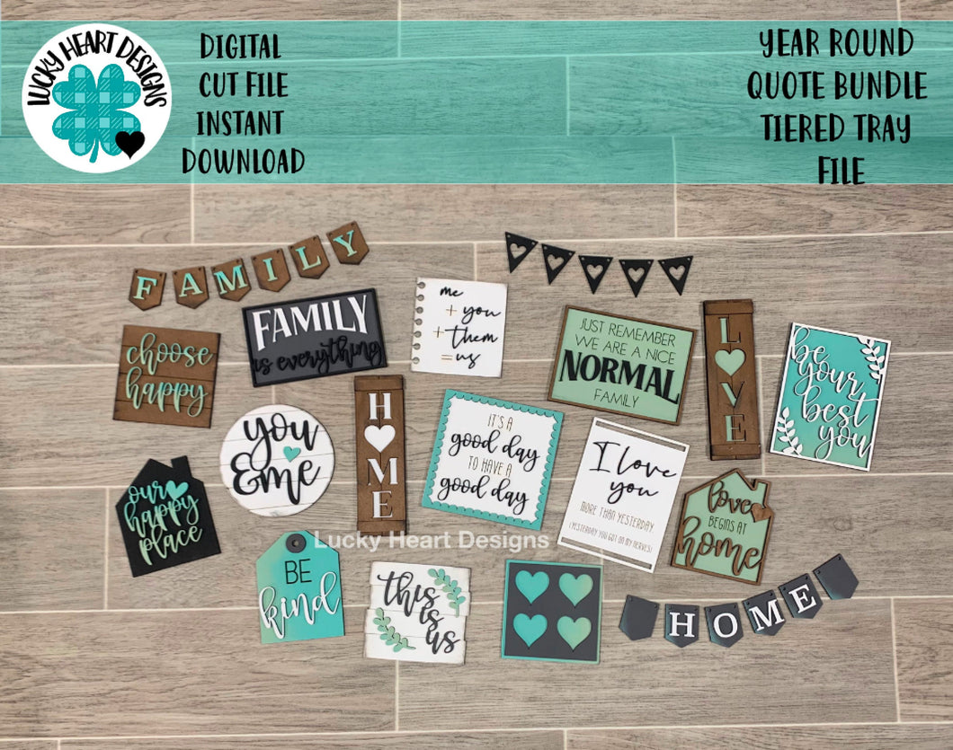 Tiered Tray Year Round Quote Bundle File SVG, Glowforge Tier Tray, Family, Home