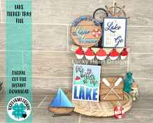 Load image into Gallery viewer, Lake House Tiered Tray File SVG, Glowforge Tier Tray
