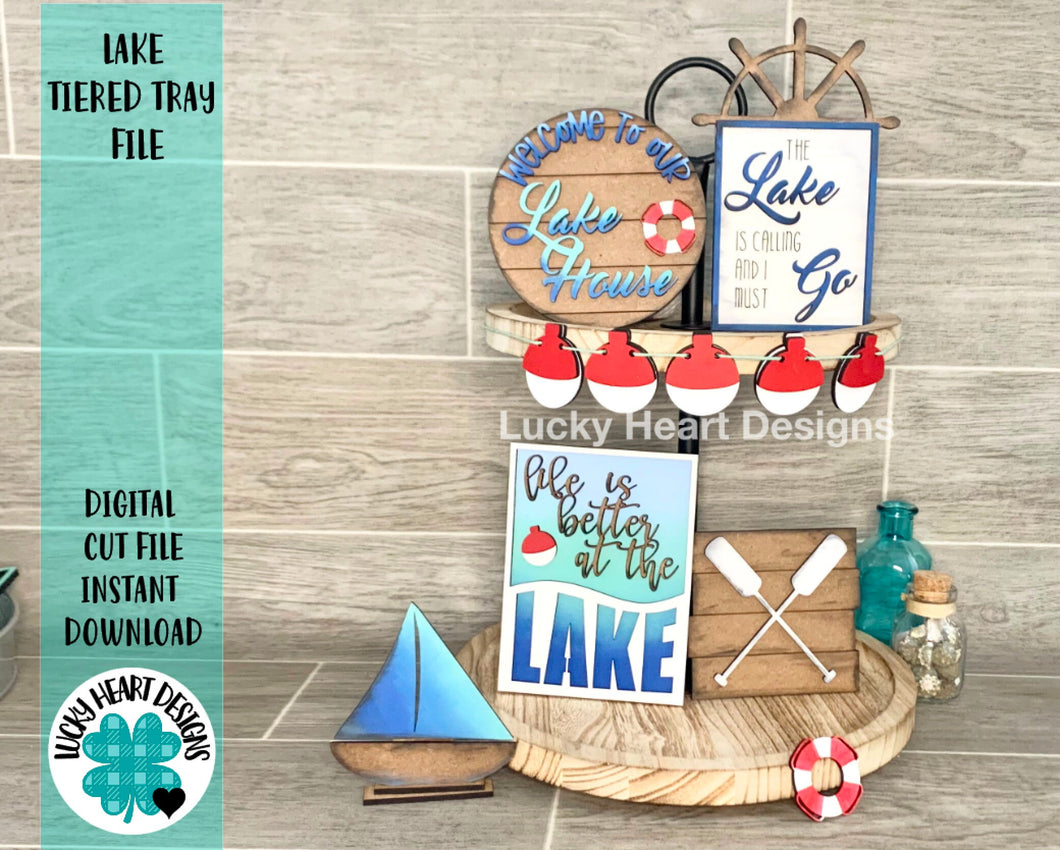 Lake House Tiered Tray File SVG, Glowforge Tier Tray