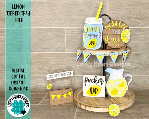 Lemon Tiered Tray File SVG, Glowforge Lemonade tier tray