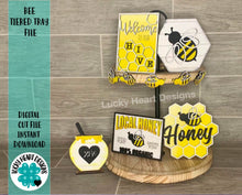 Load image into Gallery viewer, Bee Tiered Tray File SVG, Glowforge, Honey Tier Tray, Lucky Heart Designs
