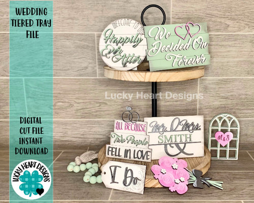 Wedding Tiered Tray File SVG, Glowforge Laser, Shower Tier Tray, LuckyHeartDesignsCo