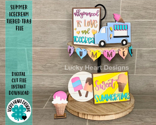 Summer Ice cream Tiered Tray File SVG, Glowforge Tier Tray