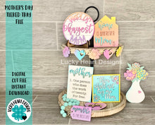 Load image into Gallery viewer, Mother&#39;s Day Tiered Tray File SVG, Glowforge Mom Tier Tray
