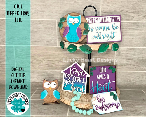 Owl Tiered Tray File SVG, Glowforge, Tier tray decor