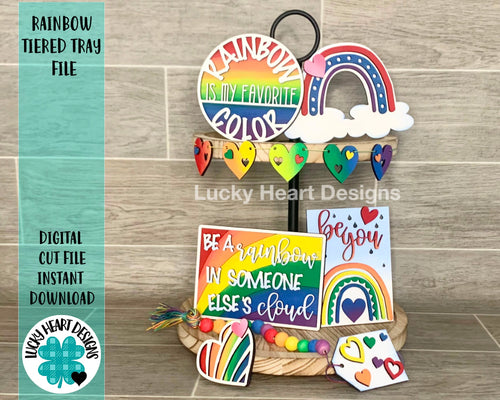Rainbow Tiered Tray File SVG, Glowforge Tier Tray
