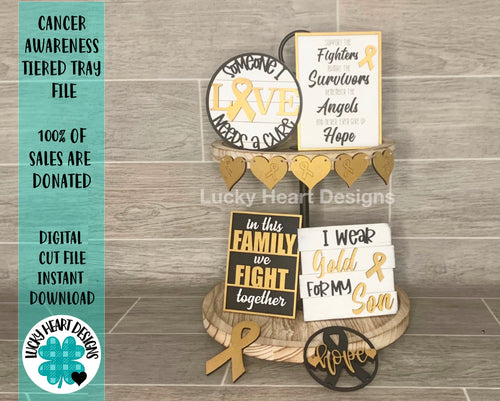 Cancer Awareness Tiered Tray File SVG, Glowforge Fundraiser