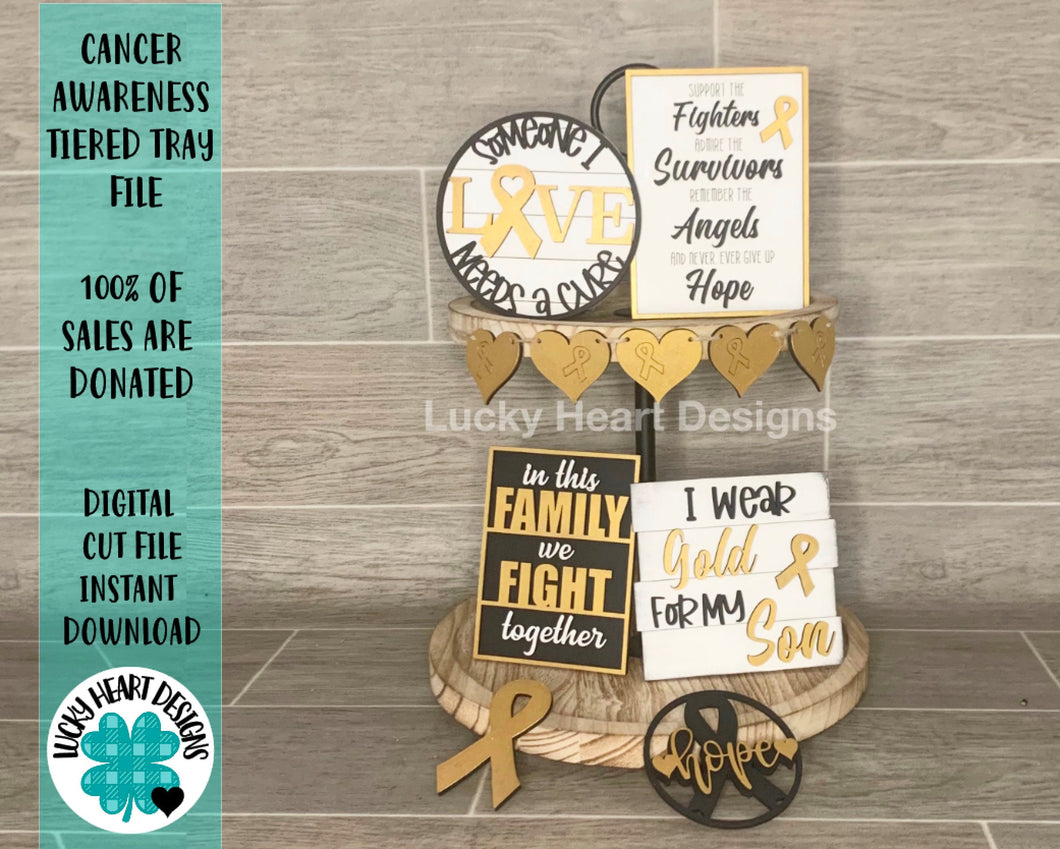 Cancer Awareness Tiered Tray File SVG, Glowforge Fundraiser