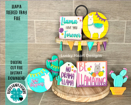 Llama Tiered Tray File SVG, Glowforge Laser, LuckyHeartDesignsCo