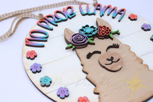 Load image into Gallery viewer, Llama Floral Door Hanger File SVG, Glowforge Laser, No Problem Llama, LuckyHeartDesignCo
