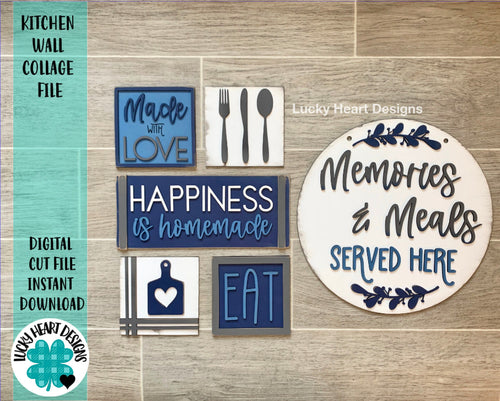 Kitchen Wall Collage File SVG, Glowforge Sign, LuckyHeartDesignsCo