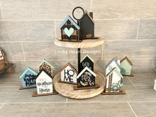 Load image into Gallery viewer, Standing Houses File SVG, Tiered Tray Houses, Glowforge Laser, LuckyHeartDesignsCo
