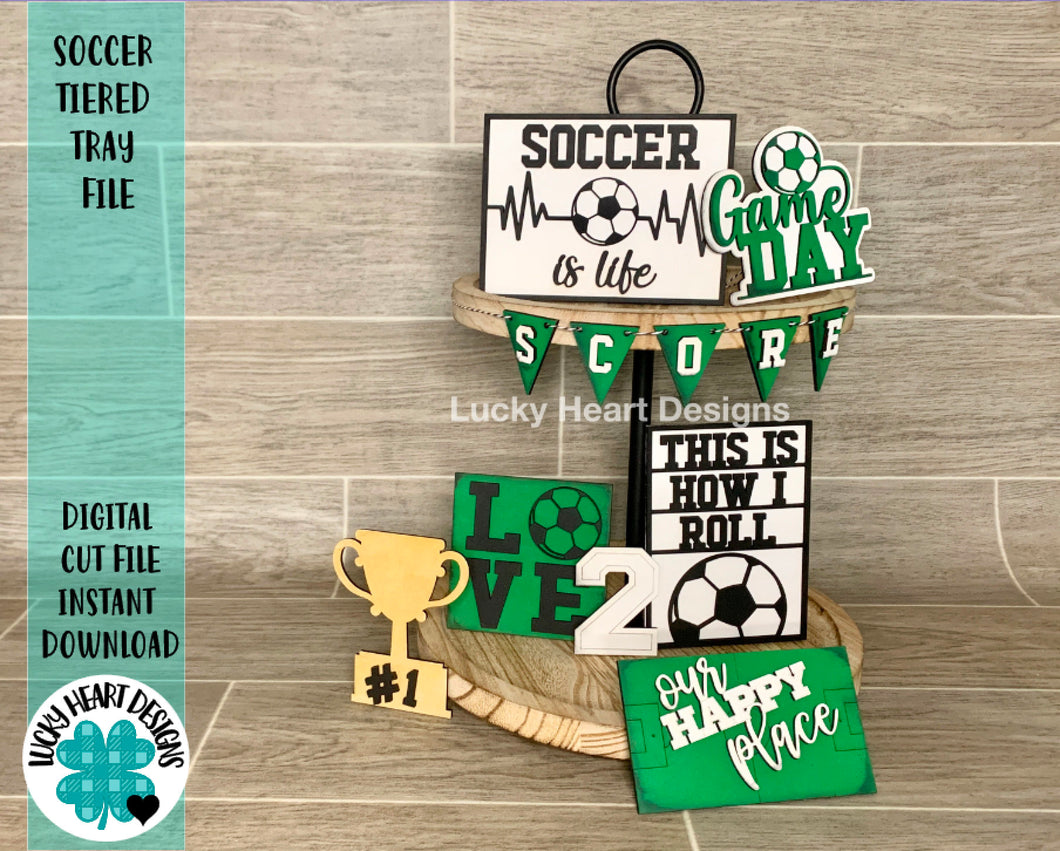 Soccer Tiered Tray File SVG, Glowforge Laser, Team Tier Tray, LuckyHeartDesignsCo