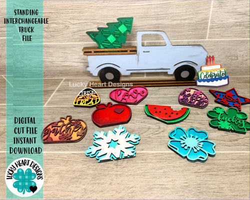 Standing Interchangeable Truck File SVG, Glowforge Home Sing, LuckyHeartDesignsCo