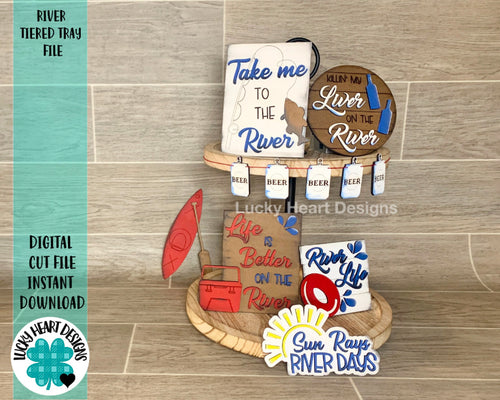 River Tiered Tray File SVG, Glowforge Tier Tray Floating, LuckyHeartDesignsCo