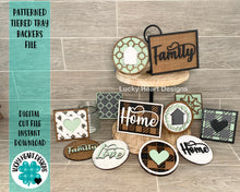 Load image into Gallery viewer, Patterned Tiered Tray Backers File SVG, Glowforge SIGN, LuckyHeartDesignsCo
