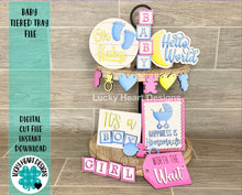 Load image into Gallery viewer, Baby Tiered Tray File SVG, Baby Shower Tier Tray, Glowforge Laser, LuckyHeartDesignsCo
