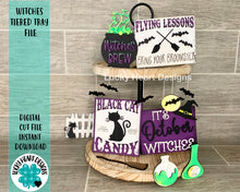 Load image into Gallery viewer, Witches Tiered Tray File SVG, Halloween Tier Tray, Glowforge Laser, LuckyHeartDesignsCo
