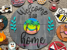 Load image into Gallery viewer, Interchangeable Welcome To Our Home Round File SVG, Glowforge Laser, LuckyHeartDesignsCo
