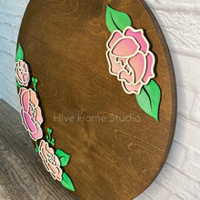 Load image into Gallery viewer, Peony Floral Round File SVG, Glowforge Laser, Flower, LuckyHeartDesignsCo
