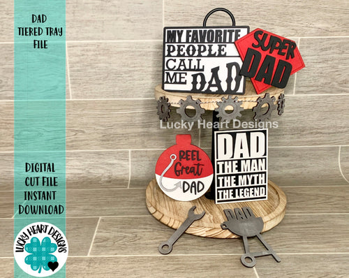 Dad Tiered Tray File SVG, Father's Day Glowforge, LuckyHeartDesignsCo